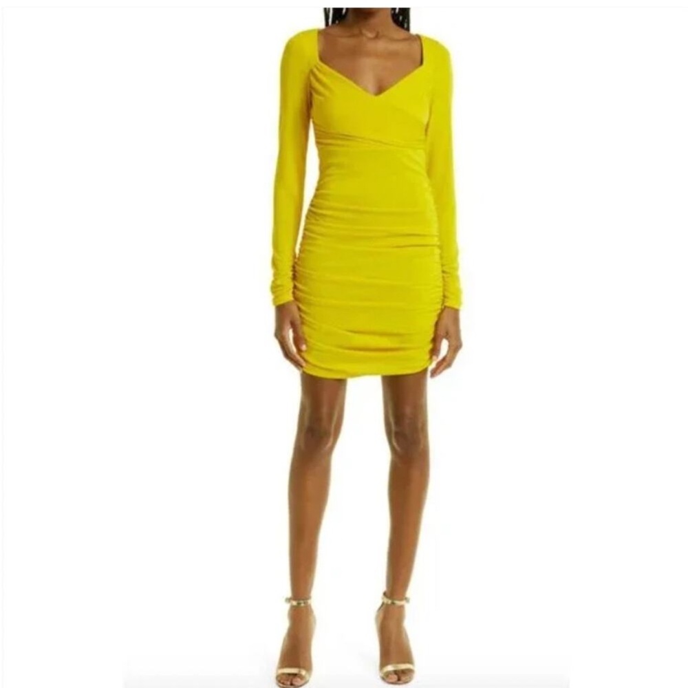 NEW Cinq a Sept Miah Long Sleeve Ruched Jersey Mini Dress Party Spring Stretch